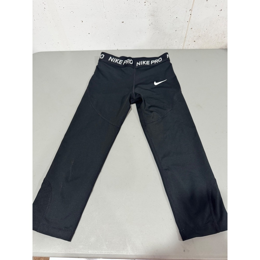 Nike Pro Kids Girls Black Capri Leggings‎ Athletic Training Tights AQ9041-010 L